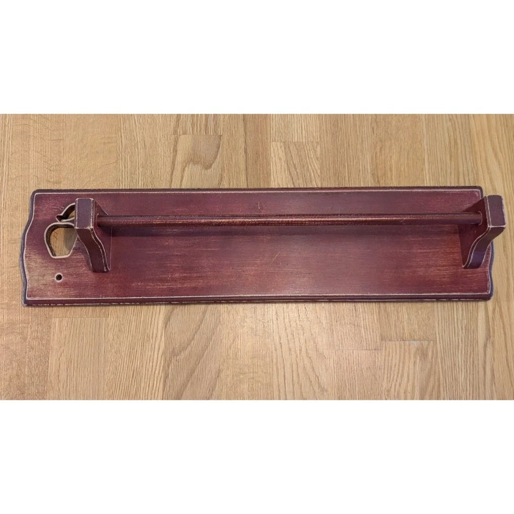 Vintage 1994 Apple Wood Towel Rack Bar Shelf Cottagecore 20